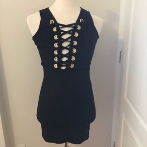 Deep V Tie Up Dress